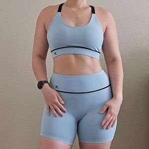 BOXRAW Baby Blue Valerie Sports Bra & Cycling Shorts Matching Set